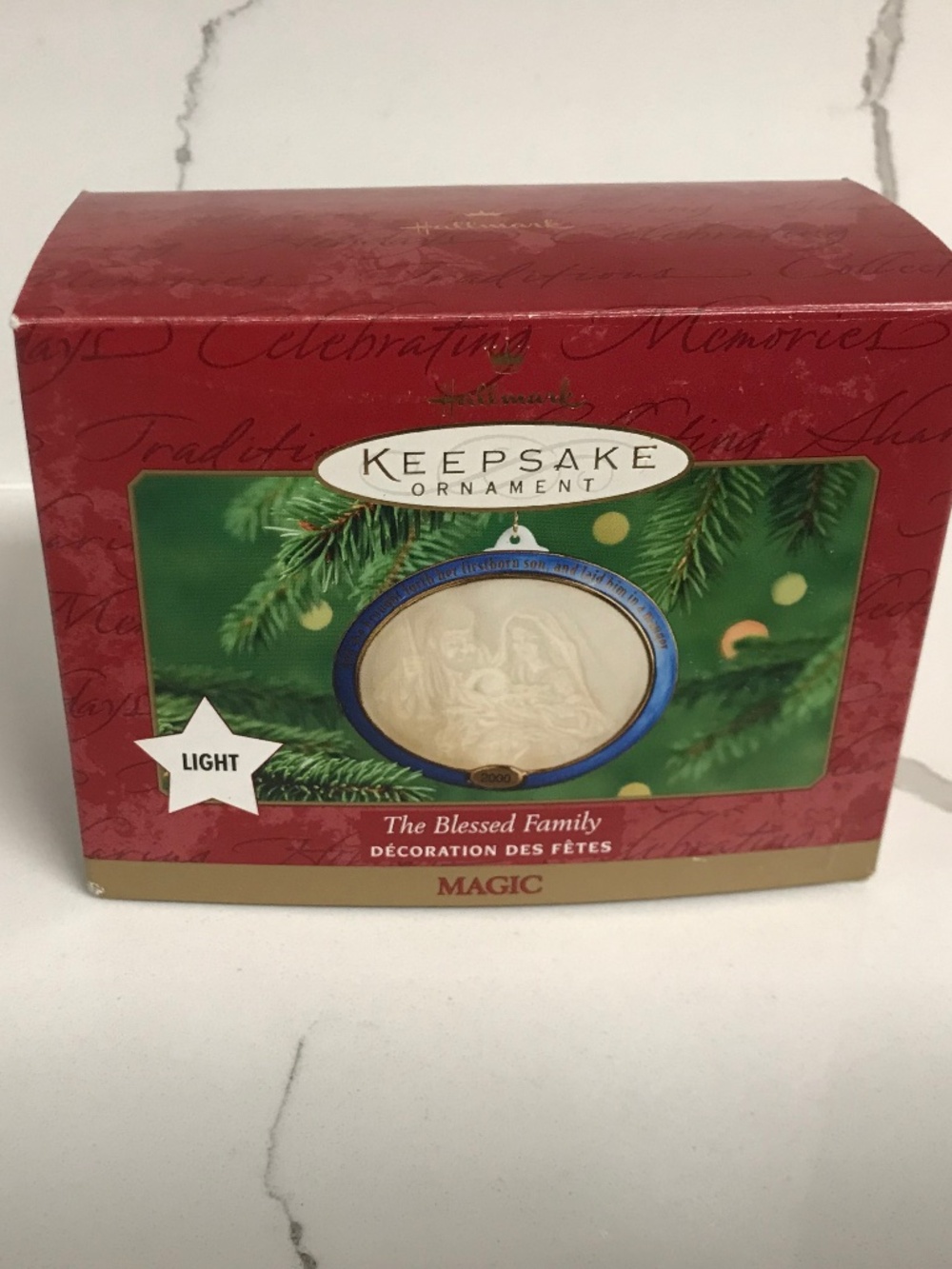 Hallmark Keepsake Ornament Blessed Family with Light Magic Cord 2003 NIB